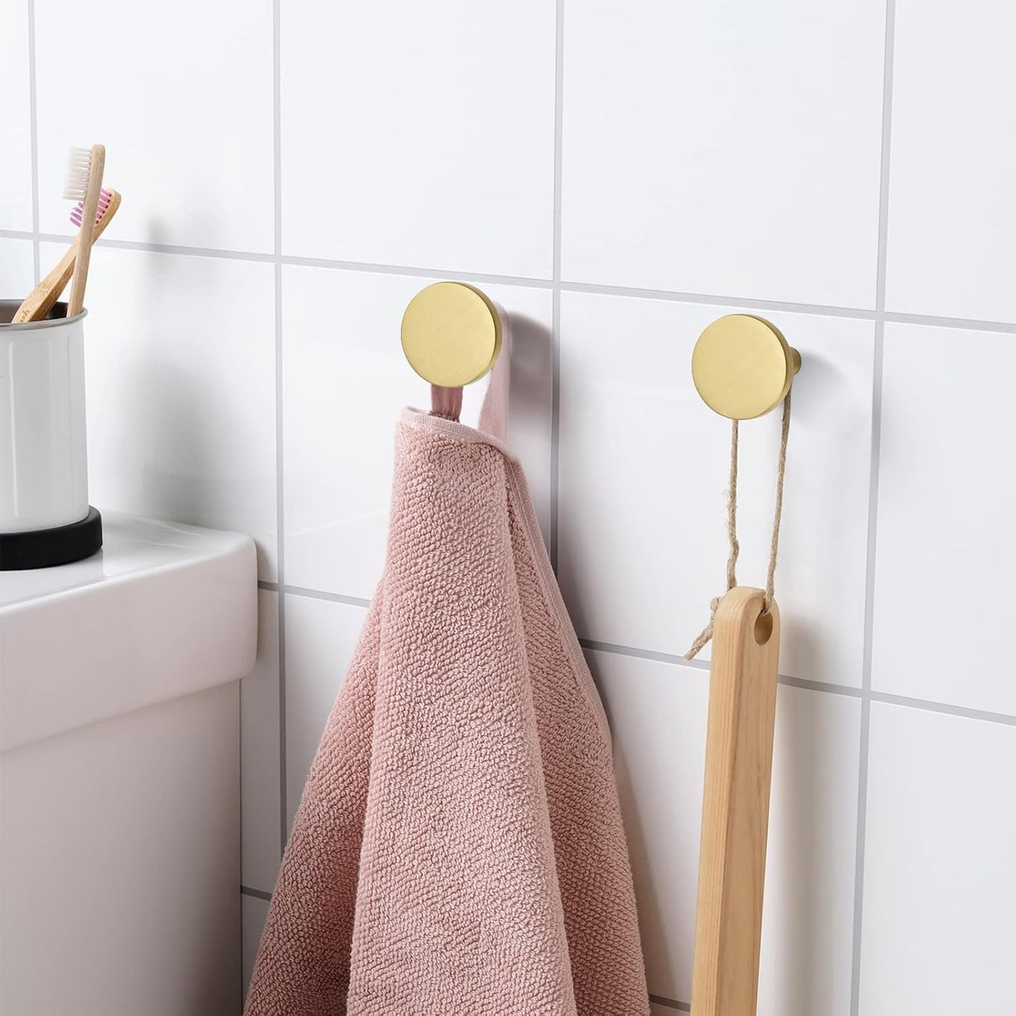 Gold Brass Coat-Hooks Wall-Mounted - 5 Pack Modern Decorative Heavy Duty Rack for Hanging Towel Hat (Style B)